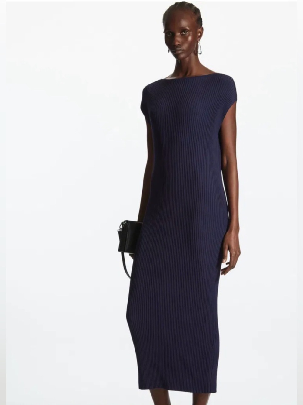 COS Boat Neck Ribbed Midi Dress Size XS